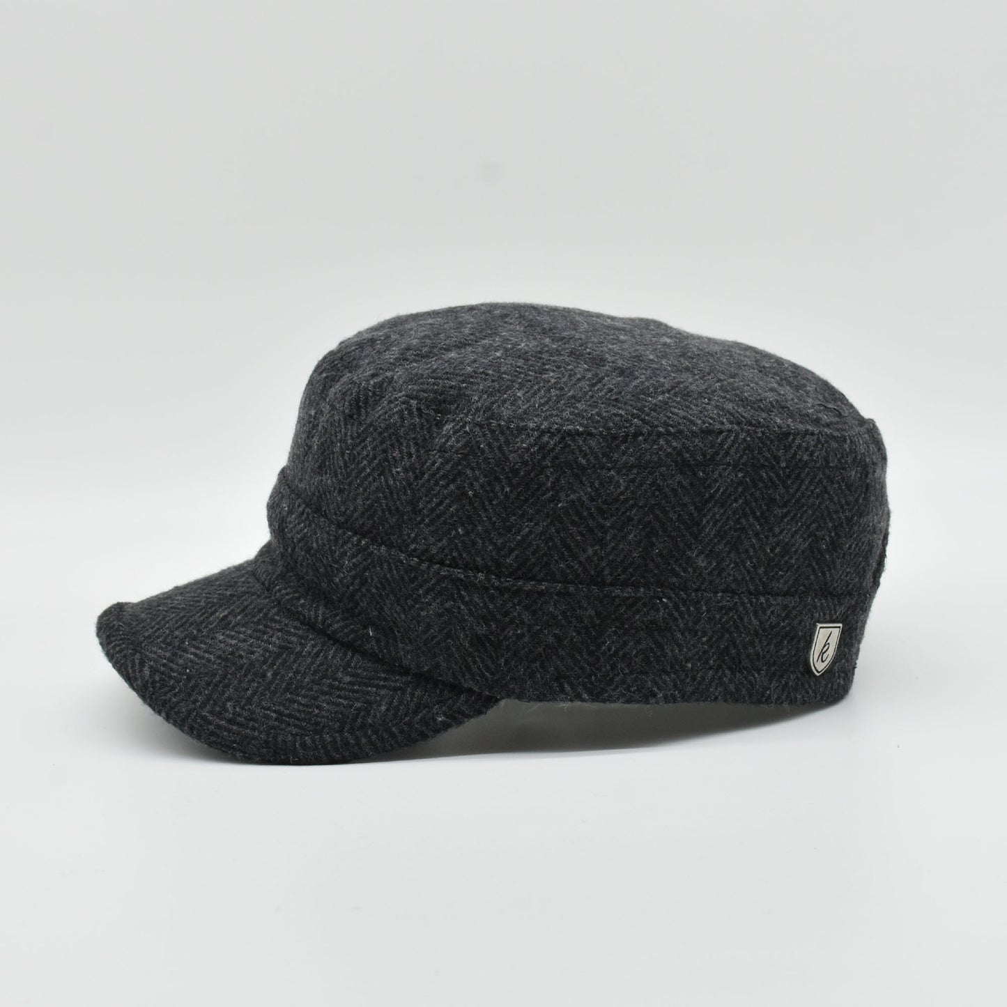 Herringbone Wool Camper Hat: Unisex Army Style Cap