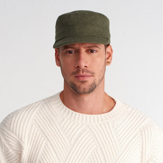 Green Wool Military Cap: Unisex Army Style Winter Hat