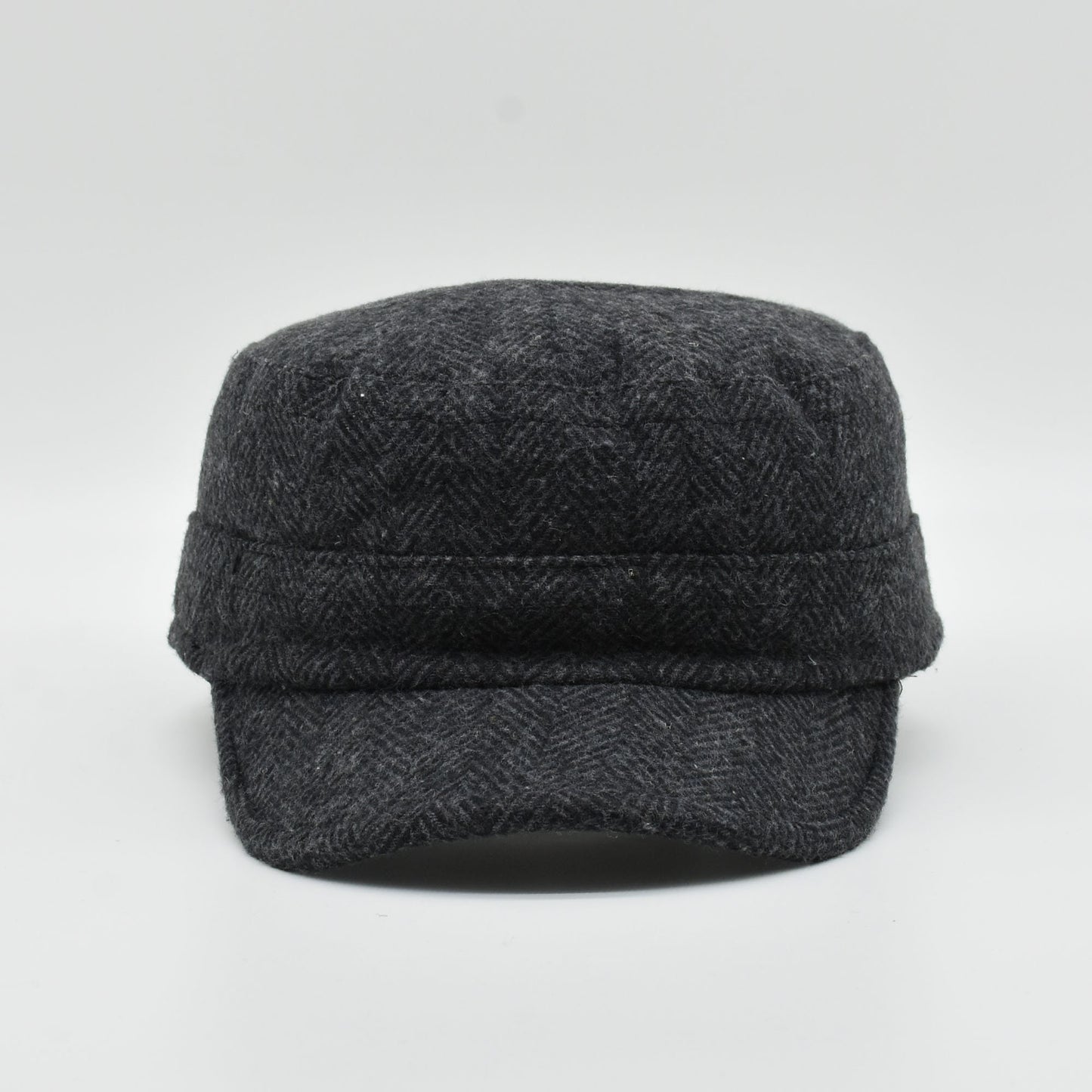 Herringbone Wool Camper Hat: Unisex Army Style Cap