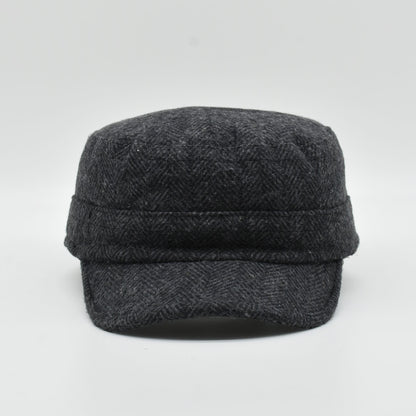 Herringbone Wool Camper Hat: Unisex Army Style Cap