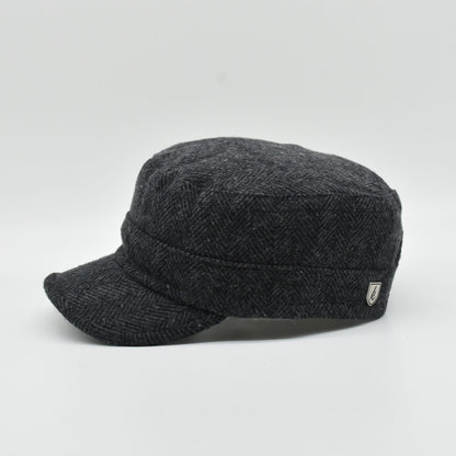 Herringbone Wool Camper Hat: Unisex Army Style Cap