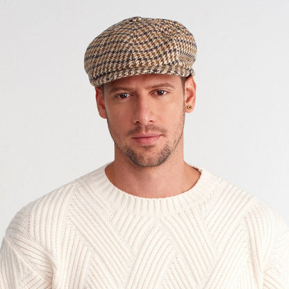 Houndstooth Wool Blend Newsboy Cap: Peaky Blinders Style