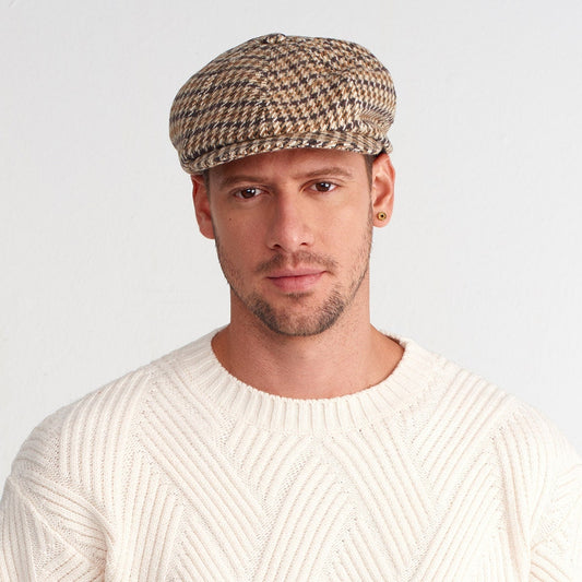 Houndstooth Wool Blend Newsboy Cap: Peaky Blinders Style