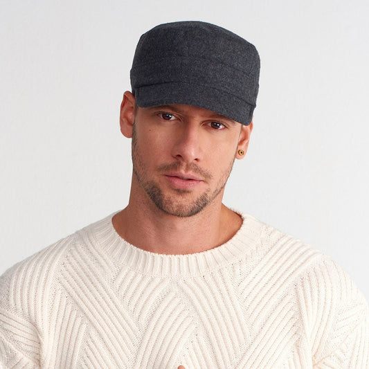 Wool Blend Military Castro Cap - Unisex Winter Hat
