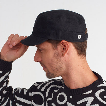 Black Wool Military Cap: Handcrafted Army Style Hat