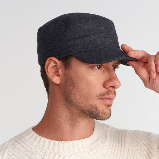 Wool Blend Military Castro Cap - Unisex Winter Hat