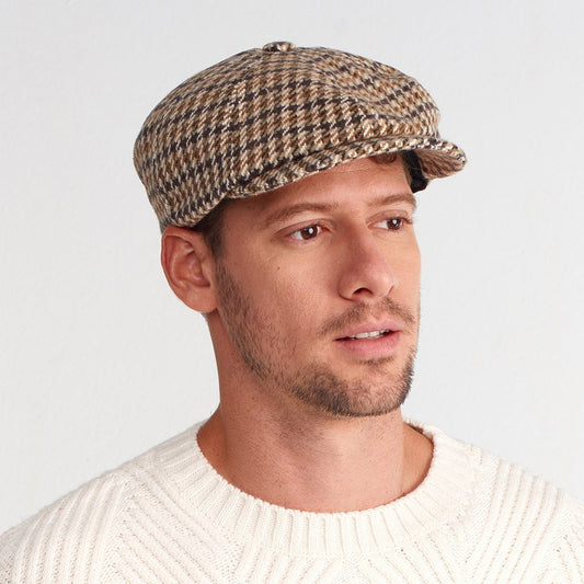 Houndstooth Wool Blend Newsboy Cap: Peaky Blinders Style