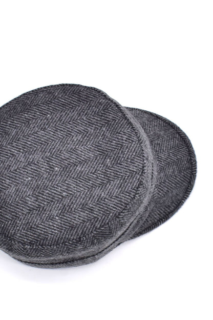 Herringbone Wool Military Cap: Unisex Winter Castro Hat