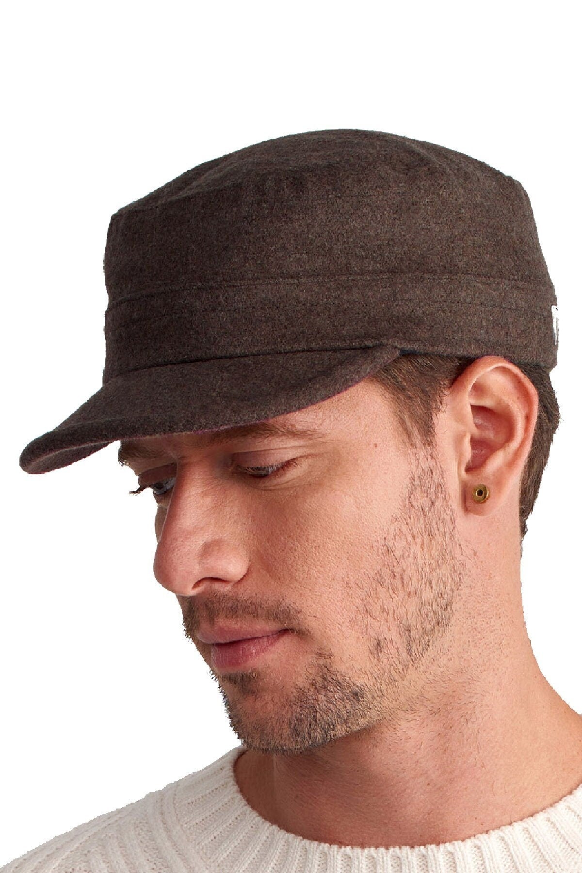 Wool Military Cadet Cap: Adjustable Winter Camper Hat