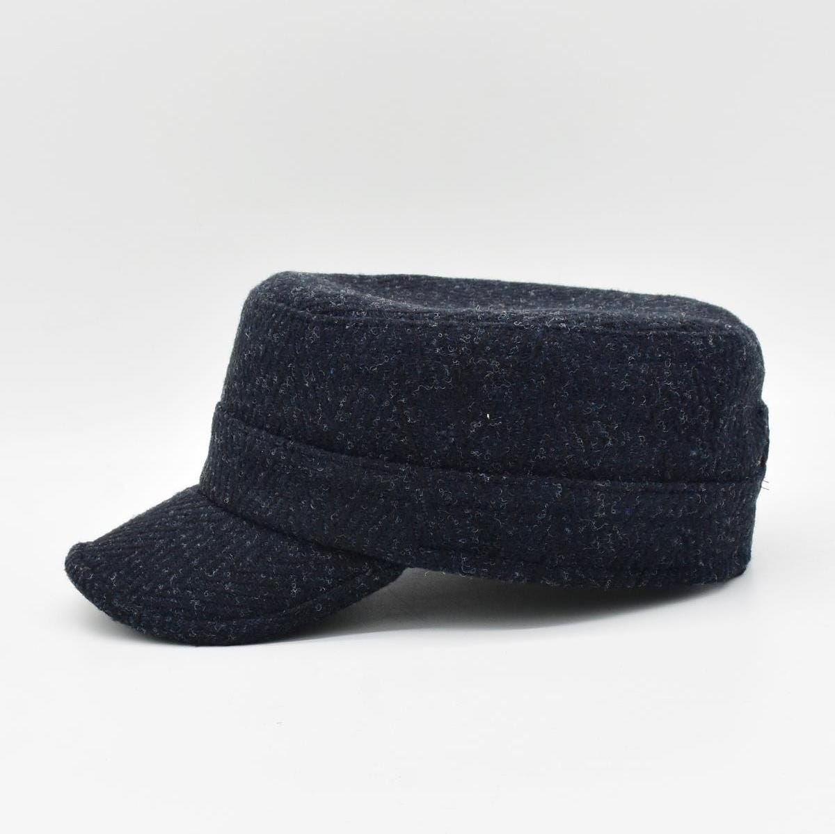 Wool Blend Military Cap: Anthracite Textured Camper Hat