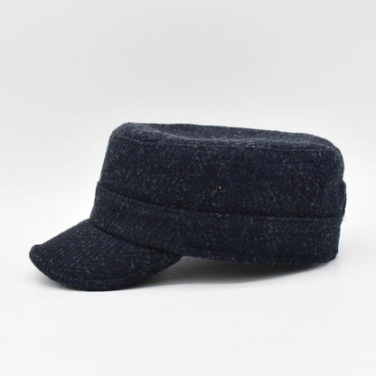 Wool Blend Military Cap: Anthracite Textured Camper Hat