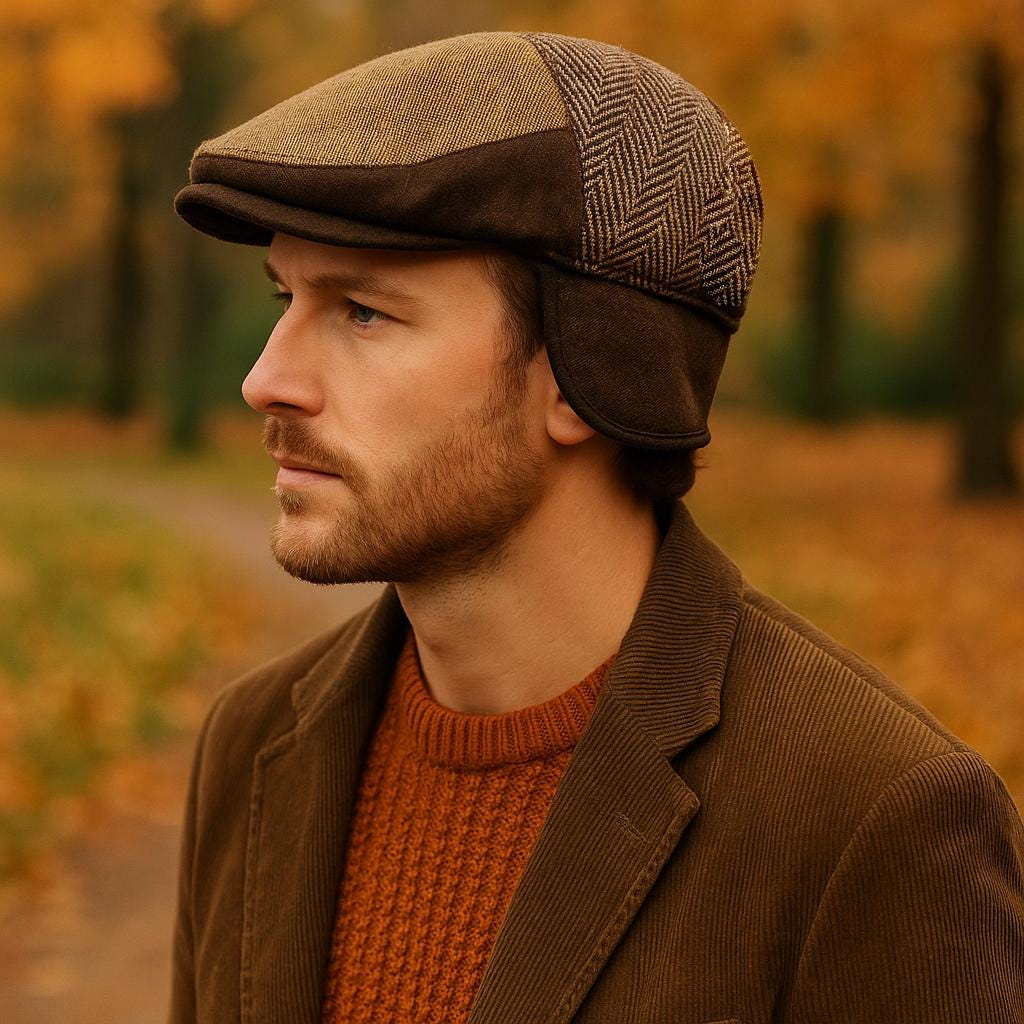 Patchwork Irish Flat Cap With Ear Flaps : Padded Newsboy Hat